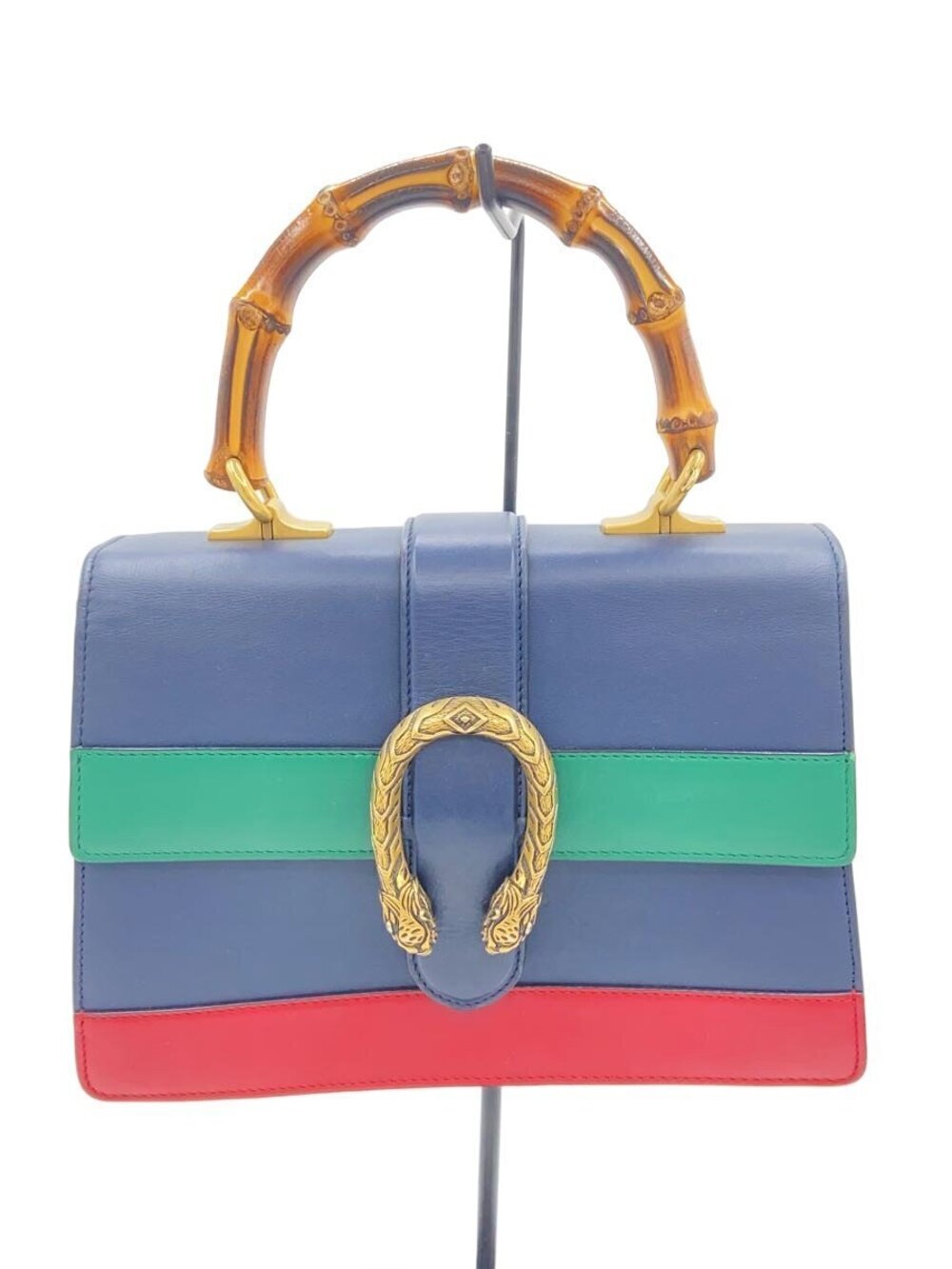 Gucci Shoulder Bag Leather Navy Blue Dionysus Bamboo